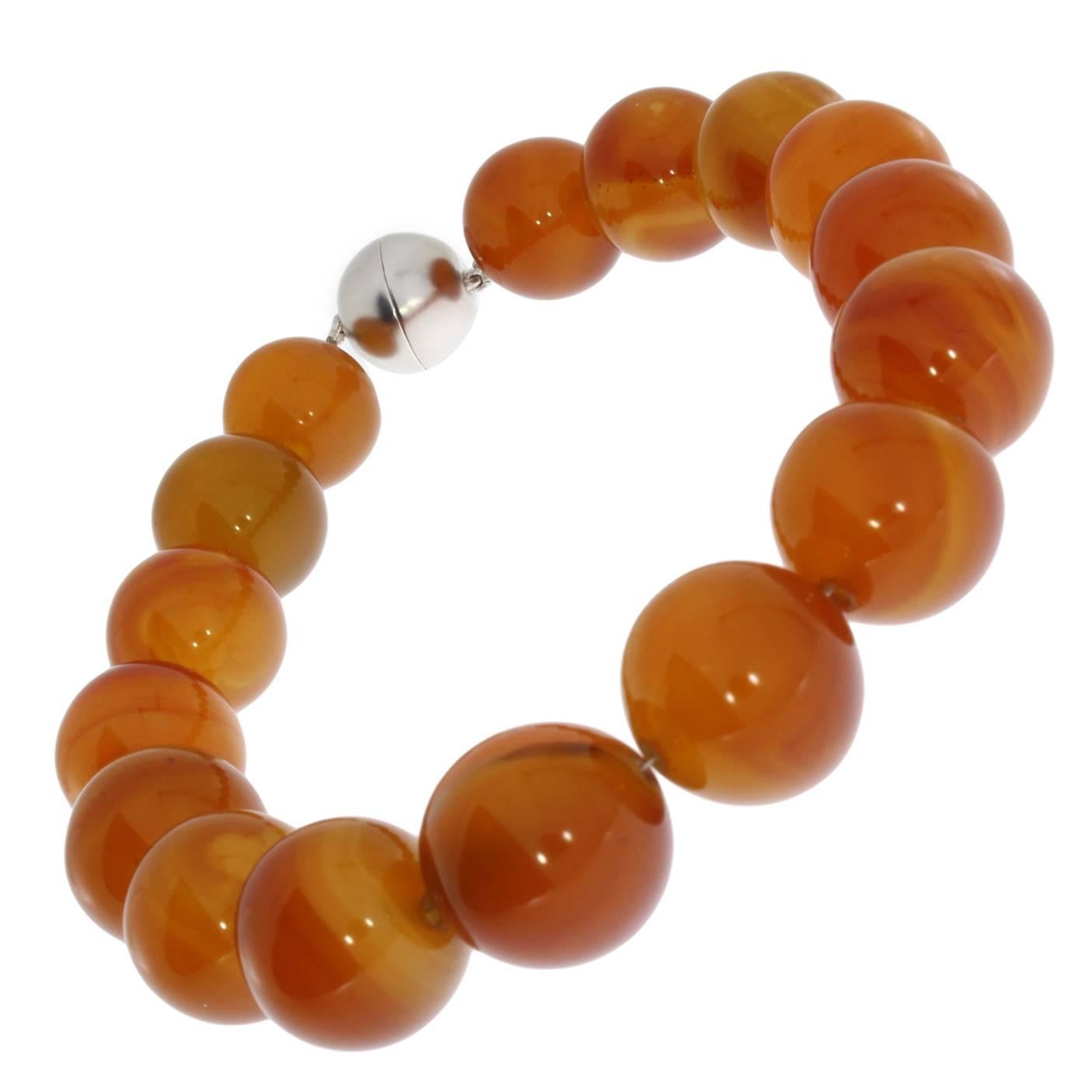 Natural Agate Bead Necklace For Sale