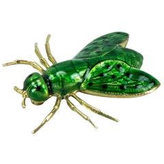 Green Enamel Gold Fly Brooch Pin 11
