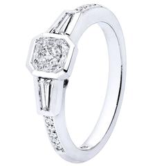 Fine .50 Carat GIA Cert Radiant Cut Diamond Gold Engagement Ring 