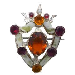 Victorian Sterling Silver-Mounted Scottish Agate Shield Form Brooch 8