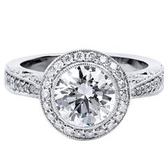  2.01 carat Diamond Handcrafted Platinum Setting Engagement Ring