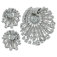 Diamond Platinum Pin Pendant and Earrings Set 5