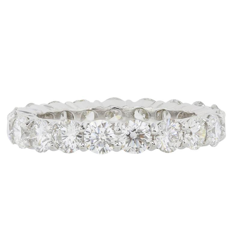 3.26 Carats Diamonds Platinum Eternity Band Ring For Sale