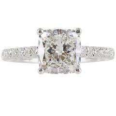 2.51 Carat  H/SI1 GIA Cert Cushion Diamond Gold Solitaire Engagement Ring
