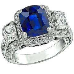 Amazing 3.39 Carat Sapphire Diamond Platinum Engagement Ring