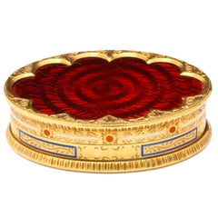 Cartier Red Enamel Gold Pill Box