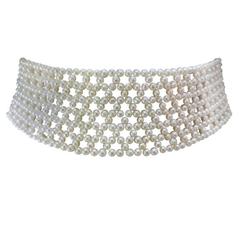 Woven Pearl Multi-Stranded Bridal Choker with Sliding Gold Clasp 3