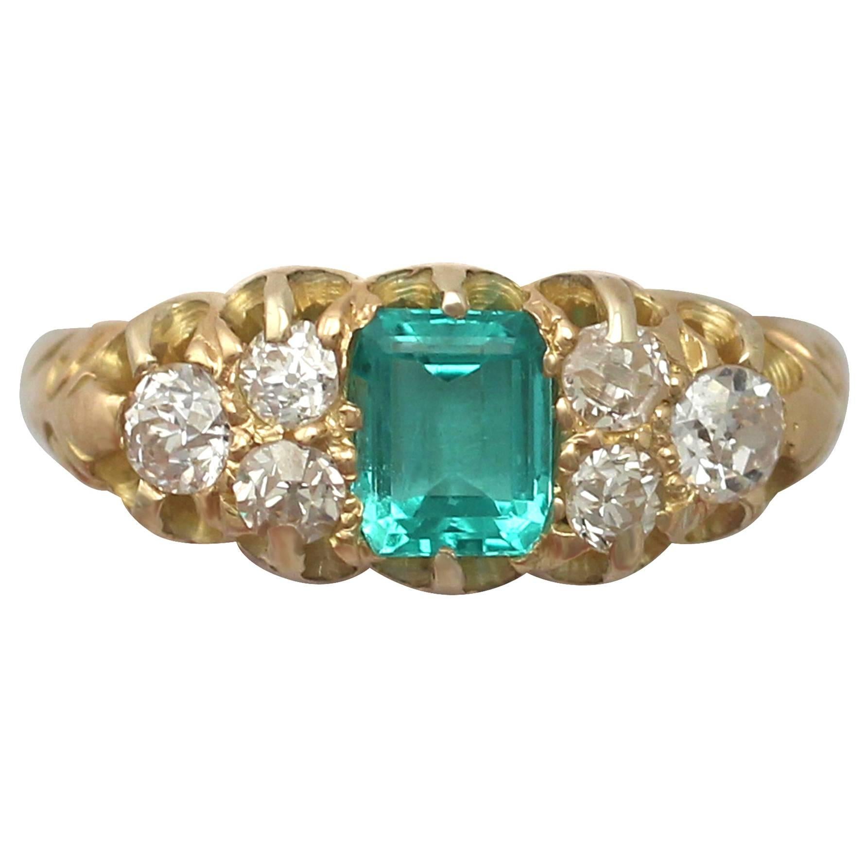 1910s Emerald and Diamond Yellow Gold Cocktail Ring