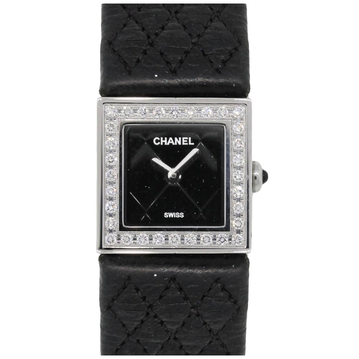 Chanel Ladies Stainless Steel Mademoiselle Diamond Bezel Quartz Wristwatch