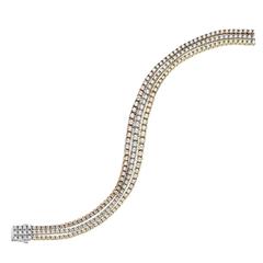 9.50 Carats Graduating Small To Large Three Row Diamond Endless Bracelet 