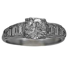 Art Deco .80 Carat Diamond Platinum Engagement Ring