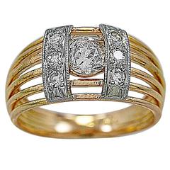 Retro .55 Carat Diamond Gold Platinum Engagement Ring