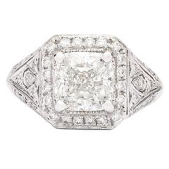 Internally Flawless Cushion Cut 2.85 Carat Diamond Platinum Ring
