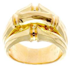 Vintage Cartier Three Row Bamboo Gold Ring
