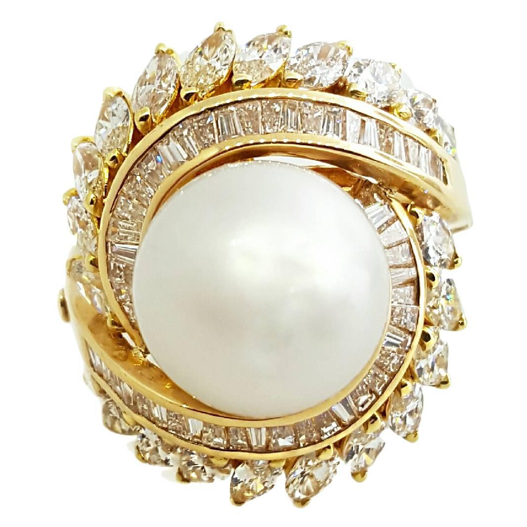 Pearl Diamond Gold Ring