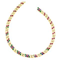 Emerald Ruby Sapphire Gold Necklace 6