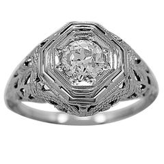 Antique Edwardian .65 Carat Diamond Gold Engagement Ring