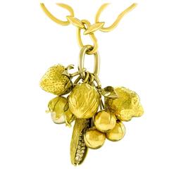 Vintage Pomellato Botanical Motif Gold Charms Pendant