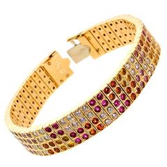 Cartier Lanieres Multicolor Fancy Sapphire Diamond Gold Bracelet