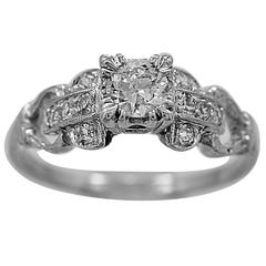 Art Deco .33 Carat Diamond Platinum Engagement Ring