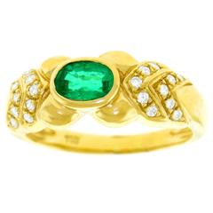 Emerald Diamond and Gold Ring