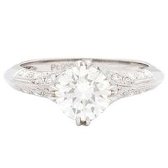 1.30 Carat GIA Cert Round Brilliant Diamond Platinum Ring 10