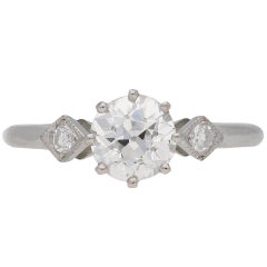 1910s Edwardian 1.02 Carat Diamond Platinum Engagement Ring
