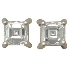 0.95Ct Diamond and Platinum Stud Earrings - Circa 1990
