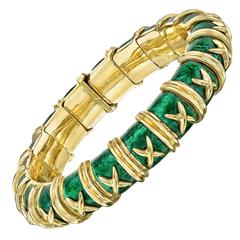 Tiffany & Co. ​Schlumberger Green Enamel Gold "Croisillon" Bracelet