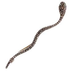 Georgian Emerald Diamond Snake Brooch