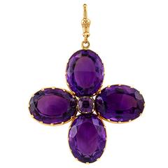 Victorian Amethyst Gold Cruciform Pendant