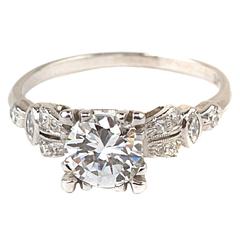 Vintage Diamond Platinum Engagement Ring 