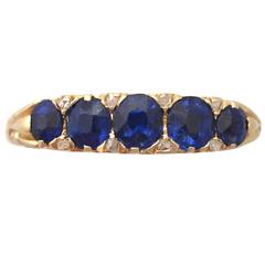 1900s 1.08 Carat Sapphire and Diamond Yellow Gold Cocktail Ring 12