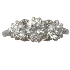 1940s 2.63 Carat Diamond White Gold Trilogy Ring 2