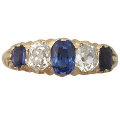 1890s 1.05 Carat Sapphire and Diamond Yellow Gold Cocktail Ring 10