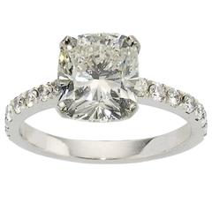 3.01 Carat GIA Cert Cushion Cut Diamond Platinum Ring 4