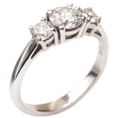 1.10 Carats GIA Cert Diamonds Platinum Three Stone Ring