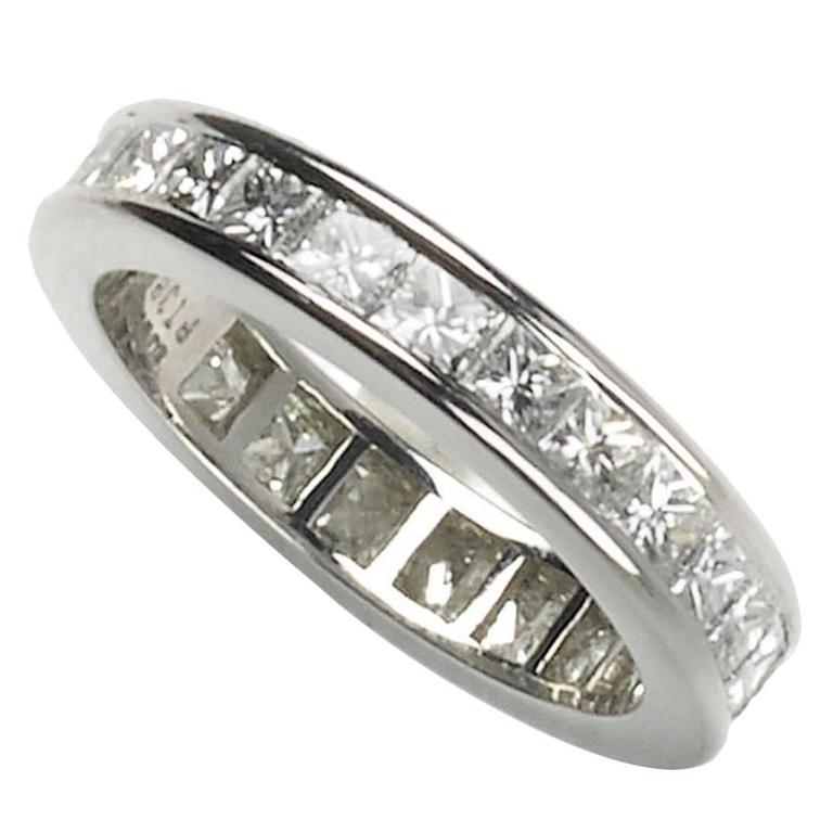 Full Diamond Platinum Eternity Ring For Sale at 1stdibs