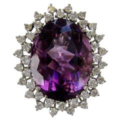 Amethyst and Diamond Cocktail Ring 50 Carat, circa 1960 12