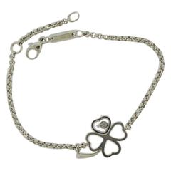 Chopard Gold Four Leaf Clover Luck Bracelet with Floating Diamond
