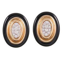 Emis Onyx Diamond Gold Earrings