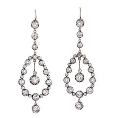 Victorian 8.75 Carat Antique Diamond Chandelier Earrings 2