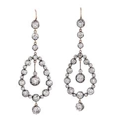 Victorian 8.75 Carat Antique Diamond Chandelier Earrings