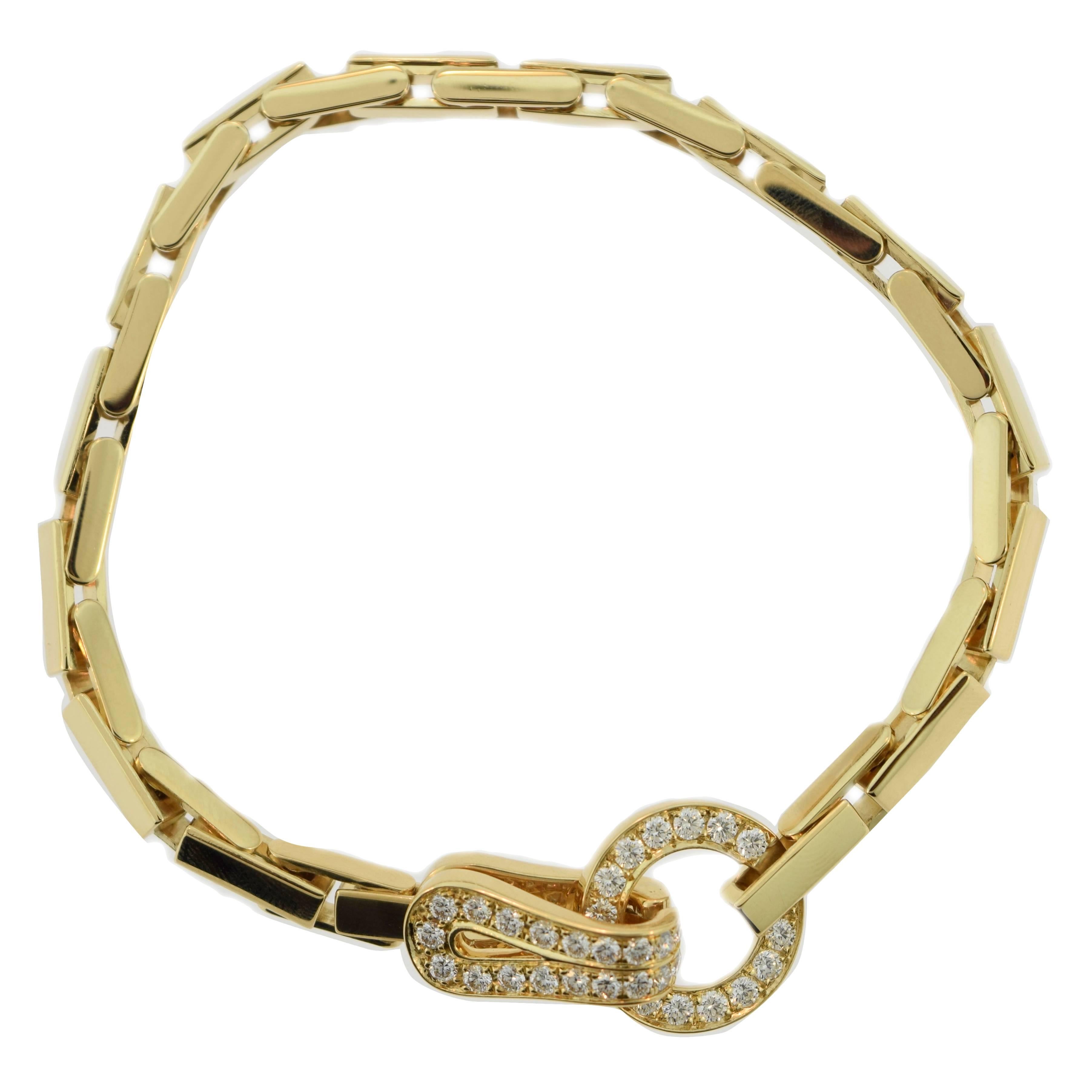 Cartier Agrafe Diamond Gold Clasp Bracelet  For Sale