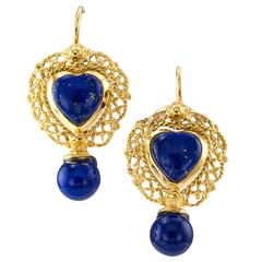 Lapis Lazuli Gold Drop Earrings