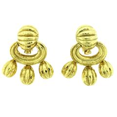 David Webb Dangling Gold Earrings