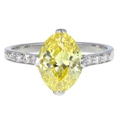 Raymond Yard Art Deco Vivid Yellow Oval Diamond Solitaire Engagement Ring 5