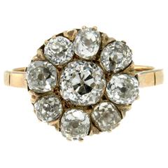 Diamond Gold Cluster Ring