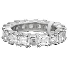 Square Emerald Cut Diamond Platinum Eternity Band Ring