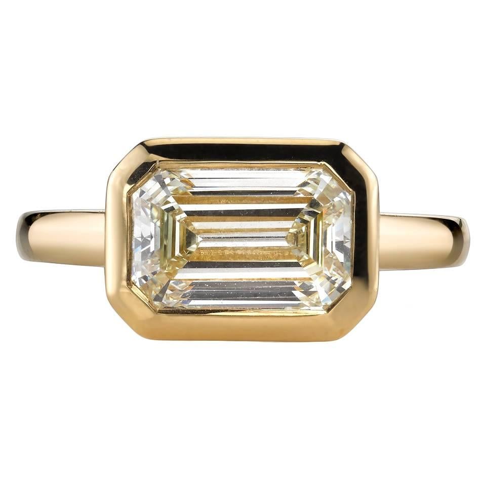 2.03 Emerald Cut Diamond Gold Solitaire Engagement Ring 